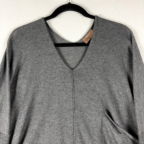 Kerisma Oversized Sweater Womens Small Medium Gray V-Neck Lagenlook Relaxed Boho - Picture 2 of 16